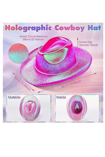 Neon Hologramlı Kovboy Şapkası