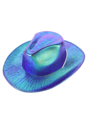 Neon Hologramlı Kovboy Şapkası Mavi