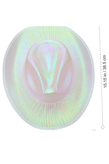 Neon Hologramlı Kovboy Şapkası Beyaz