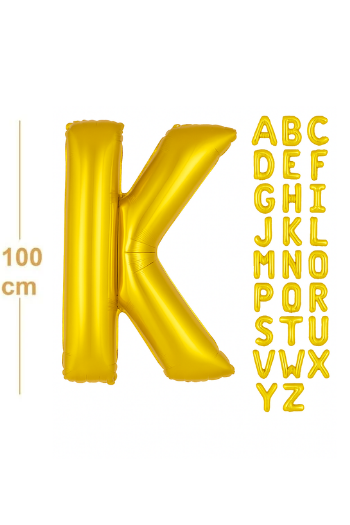 100 cm Altın Renk Harf Folyo Balon – K harf