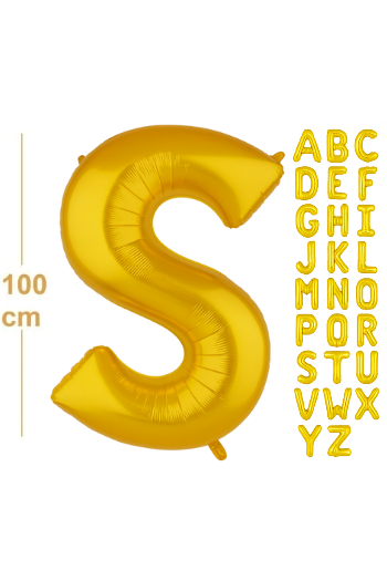 100 cm Altın Renk Harf Folyo Balon –  S harf