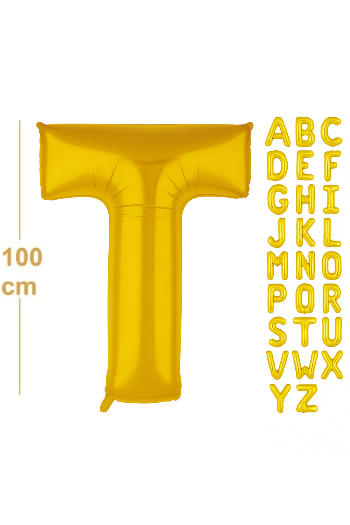 100 cm Altın Renk Harf Folyo Balon –  T harf