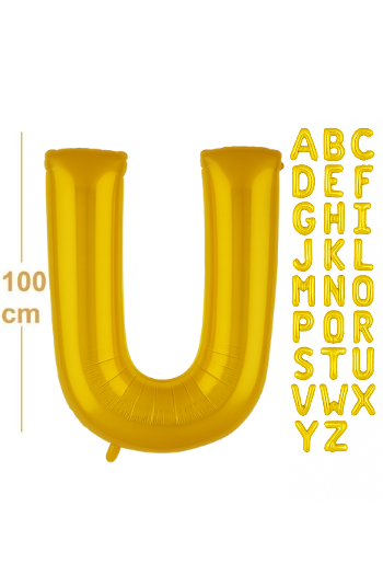 100 cm Altın Renk Harf Folyo Balon –  U harf