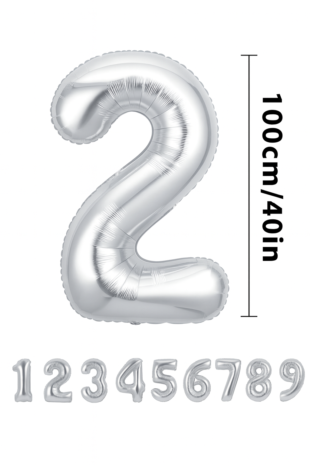 Gümüş Renk Folyo Rakam Balon – 100 cm - 2