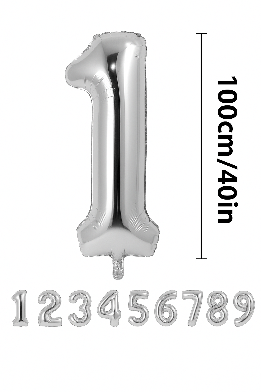 Gümüş Renk Folyo Rakam Balon – 100 cm - 1