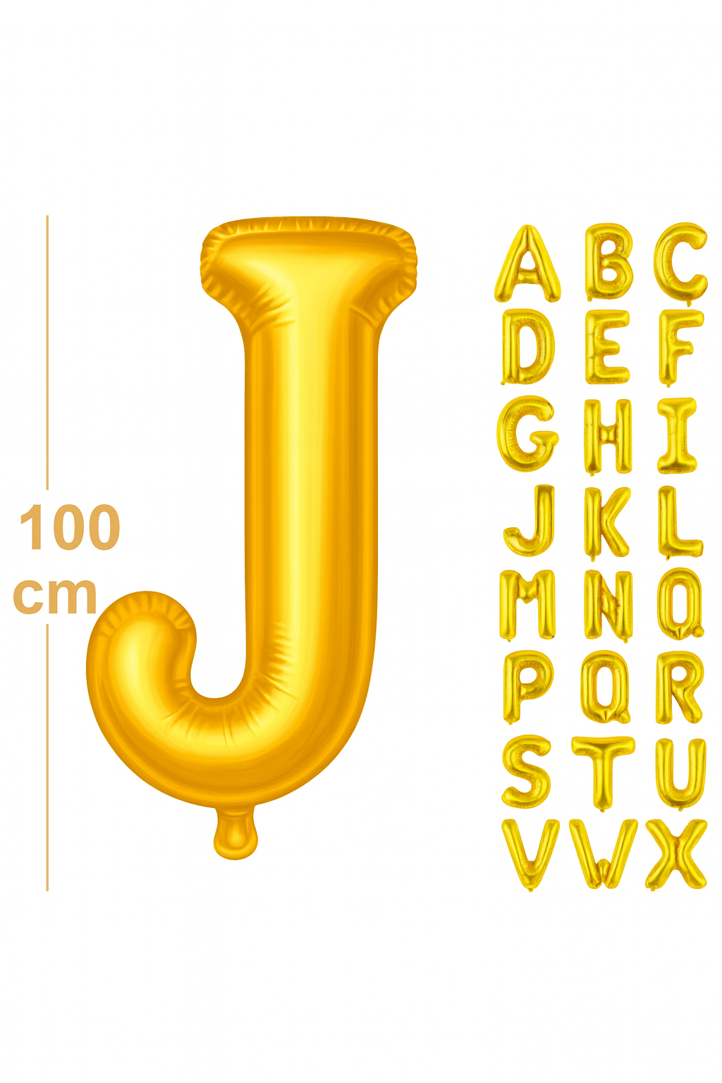 100 cm Altın Renk Harf Folyo Balon – J harf
