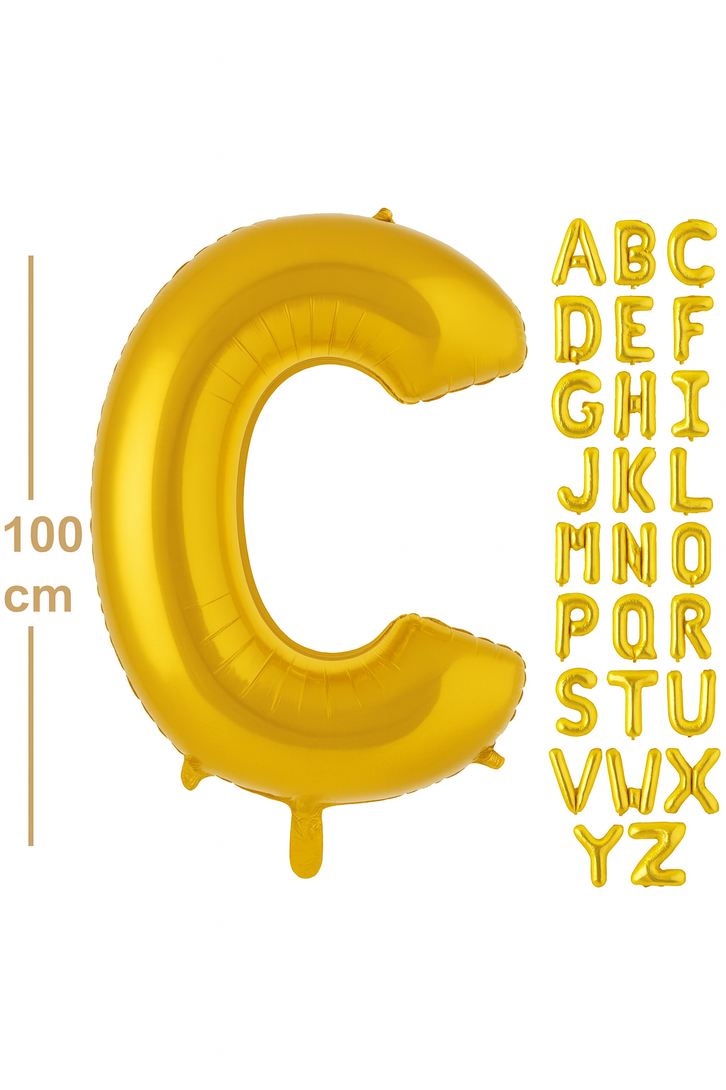 100 cm Altın Renk Harf Folyo Balon – C harf