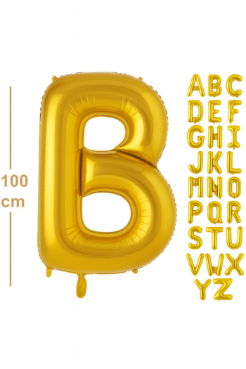 100 cm Altın Renk Harf Folyo Balon – B harf