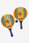 Beach Ball Ahşap Plaj Tenisi Seti – 2 Raket + 1 Top (Sarı)