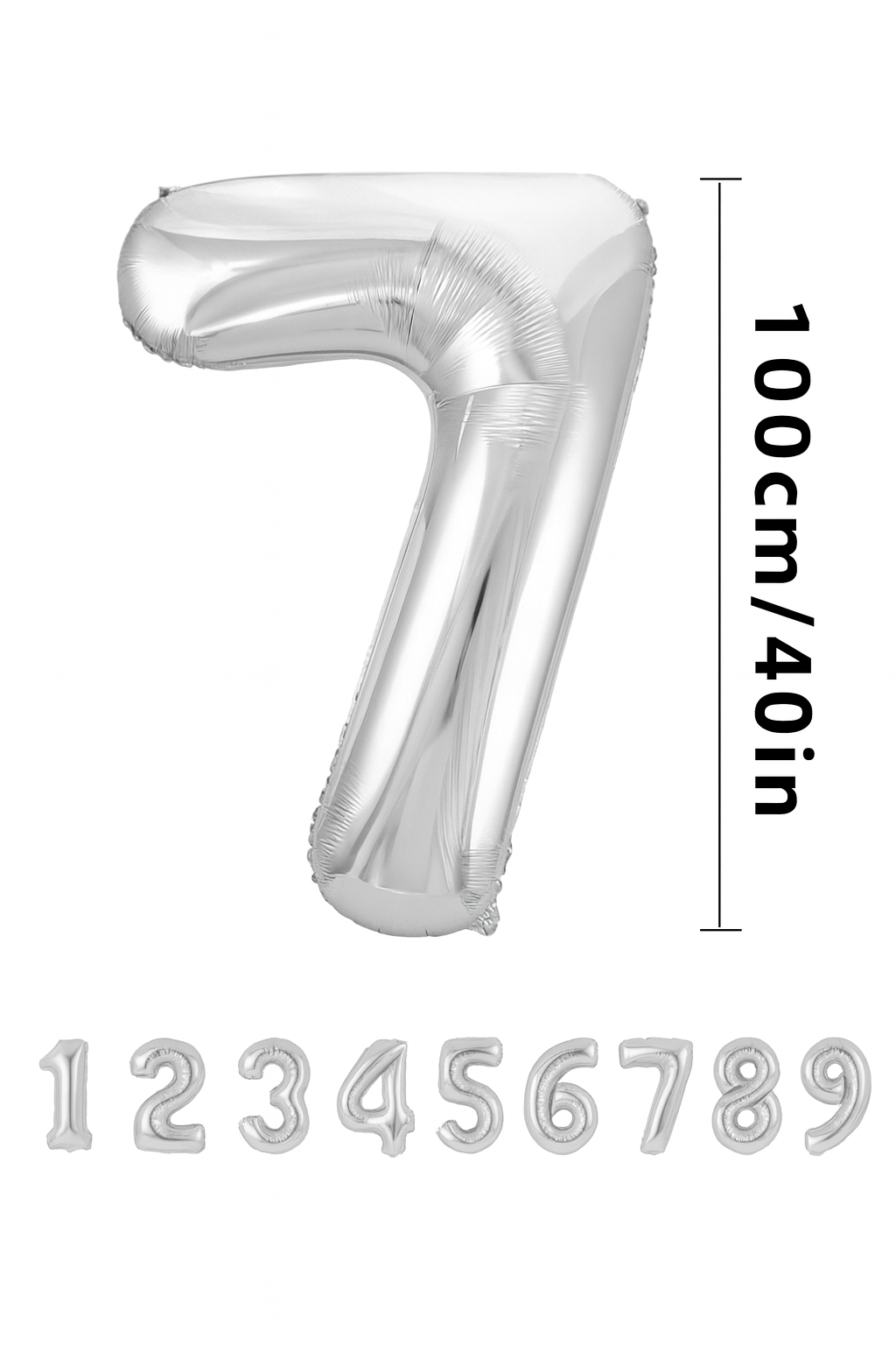 Gümüş Renk Folyo Rakam Balon – 100 cm - 7