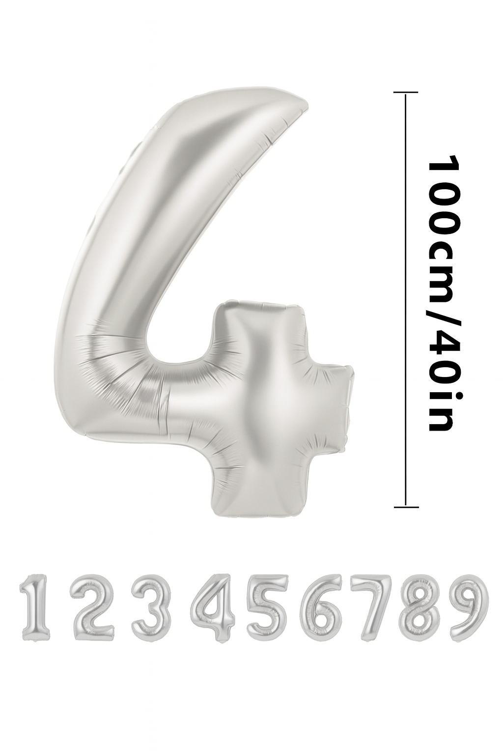 Gümüş Renk Folyo Rakam Balon – 100 cm - 4