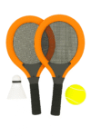 Badminton & Tenis Seti – 2 Raket + Top + Volan (Turuncu)