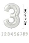 Gümüş Renk Folyo Rakam Balon – 100 cm - 3