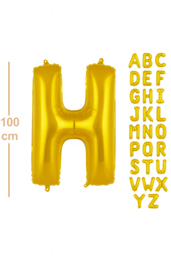 100 cm Altın Renk Harf Folyo Balon – H harf