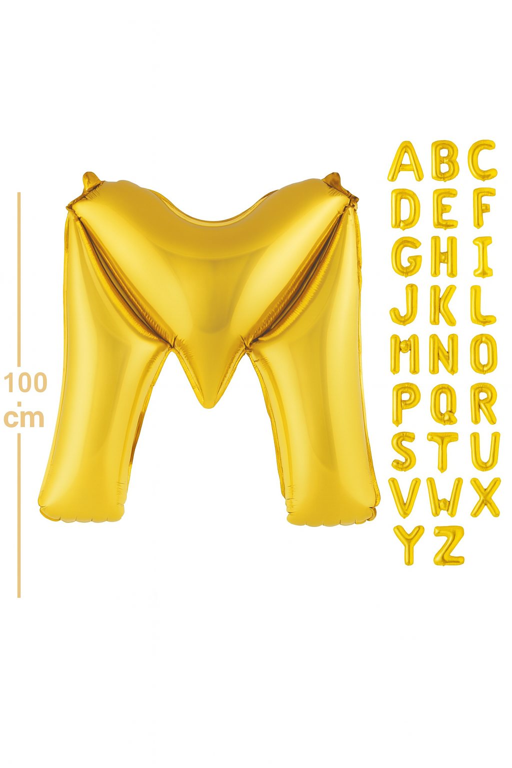 100 cm Altın Renk Harf Folyo Balon –  M harf