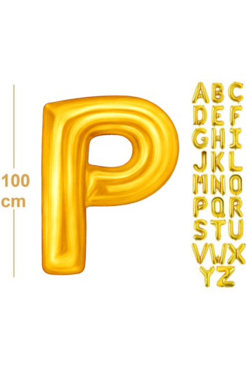 100 cm Altın Renk Harf Folyo Balon –  P harf