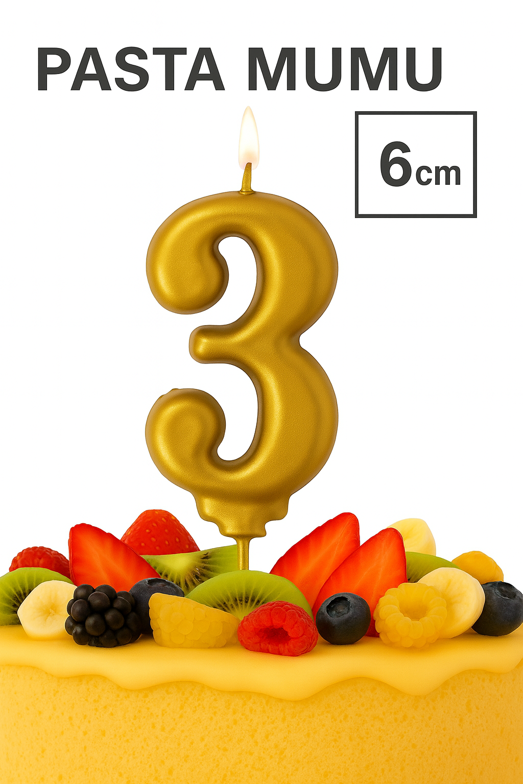 Eagle Candle Rakamlı Pasta Mumu 3 – Altın (6 cm)