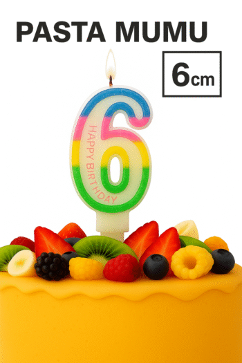 TRM Group Renkli Rakamlı Pasta Mumu 6 – Happy Birthday Yazılı (6 cm) Rengarenk Işıltılı Tasarım