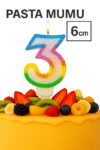 MS Rakamlı Pasta Mumu 3 – Renkli Simli ( 6 cm)