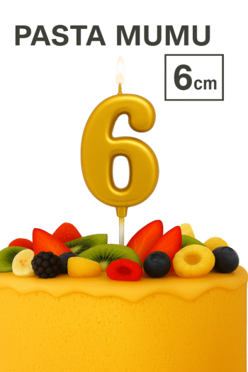 CRV Altın Rakamlı Pasta Mumu 6 (6 cm) | Parlak Metalik Tasarım | Yerli Üretim