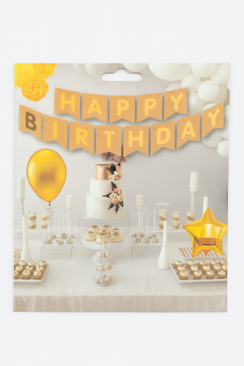 Kraft Happy Birthday Yazı Süsü – Altın Harfli Doğum Günü Afişi
